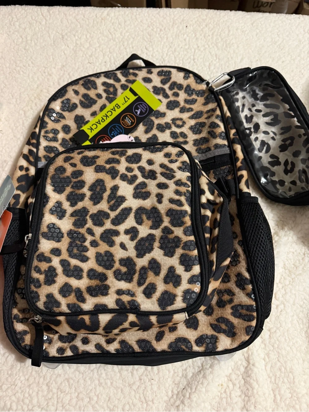 Wonderkids Leopard Print Backpack - Black & Tan